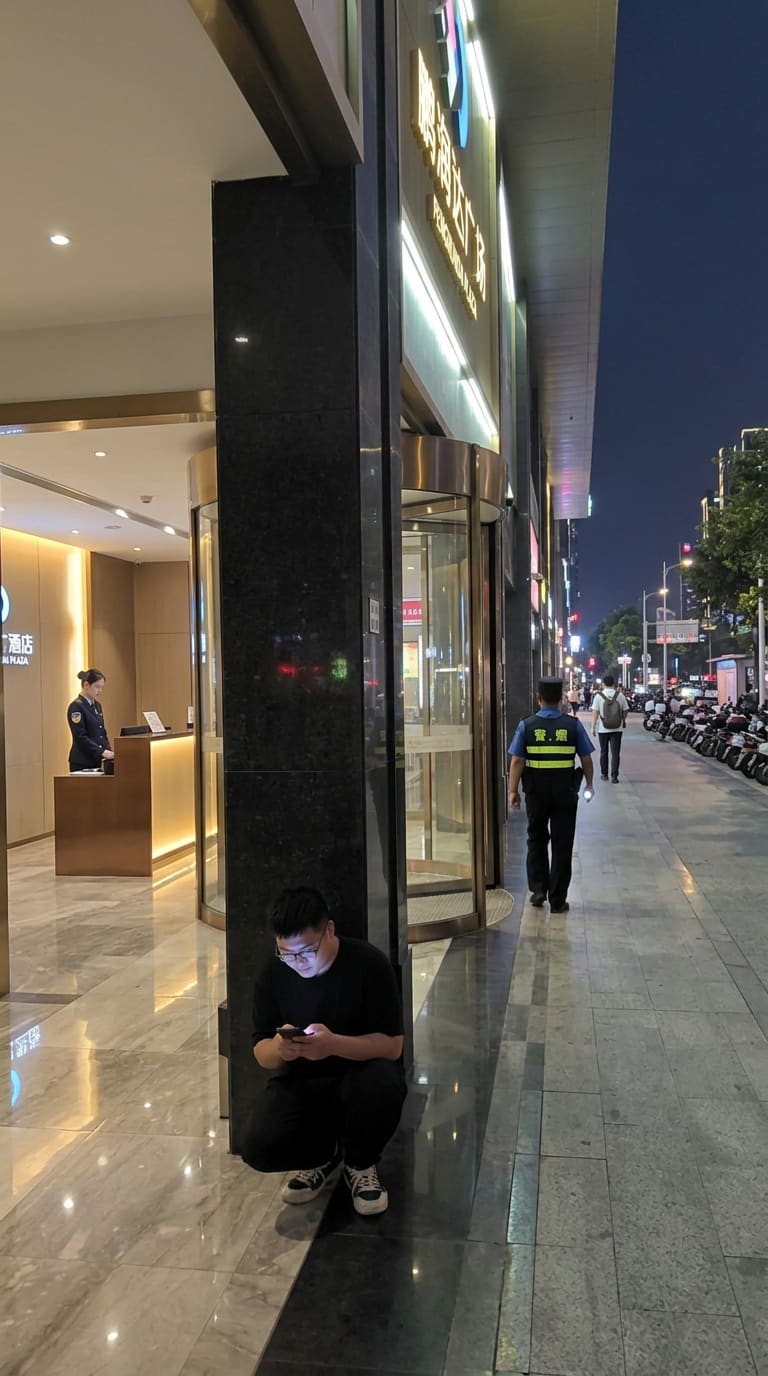 潜入酒店大厅边缘